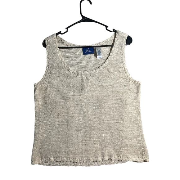 J.H. Collectibles Knit Tank Top - Women's Sz L - Blouse Cream Ivory - Thick -EUC - Picture 1 of 6